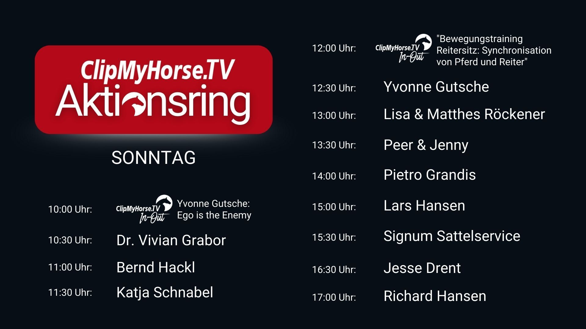 Passion Pferd - das Programm im ClipMyHorse.TV-Ring am Sonntag
